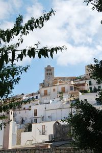 Low angle view of buildings in town