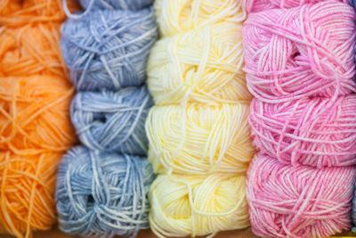 Full frame shot of multi colored ball of wool