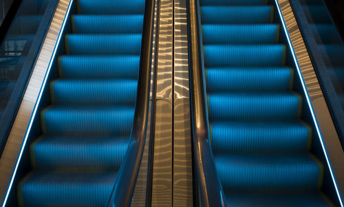 High angle view of escalator