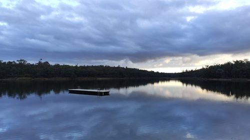 Scenic view of lake against sky