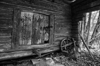 Old rusty door of abandoned building
