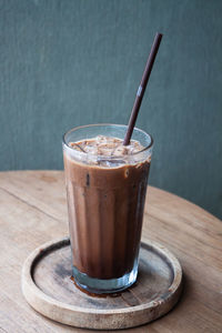 Close-up of coffee served on table