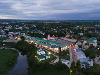 High angle view of townscape against sky