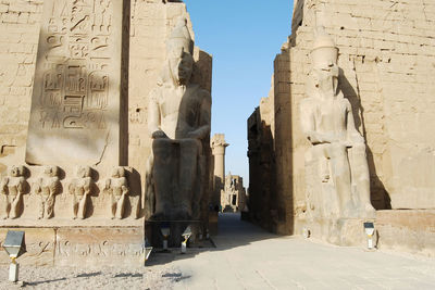 Main entrance at ancient egyptian temple of luxor. egypt
