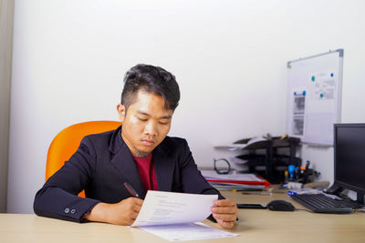 Man working on table