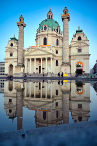 Reflection of building on water