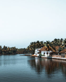 Scenic view of lake against clear sky