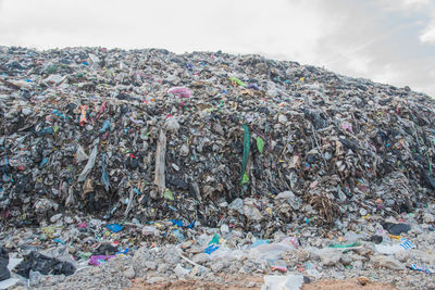 Stack of garbage against the sky