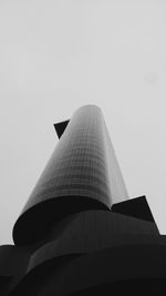 Low angle view of modern buildings against clear sky