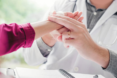 Close-up of hands working