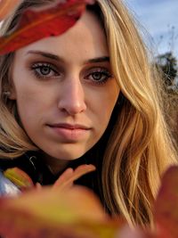 Close-up portrait of a beautiful young woman