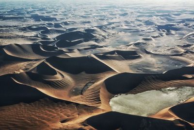 High angle view of sand at beach