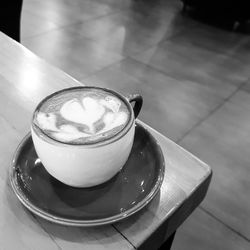 High angle view of coffee on table