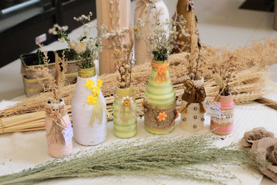 Close-up of potted plants on table