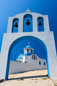 Church on thymaina island in fourni korseon, greece.