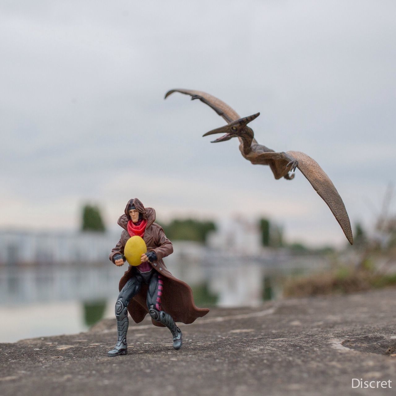 full length, focus on foreground, animal themes, rear view, leisure activity, one animal, lifestyles, bird, day, sky, men, mid-air, outdoors, holding, animal representation, childhood, animals in the wild, flying