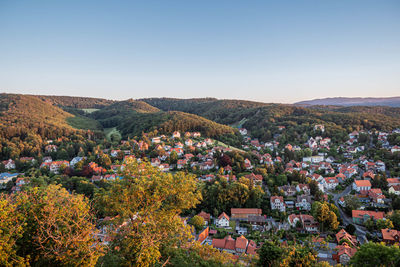 High angle view of townscape against sky