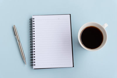 High angle view of coffee on table