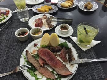 Close-up of food served in plate