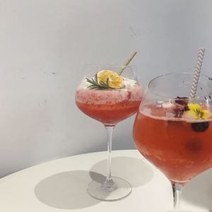 Close-up of drinks on table