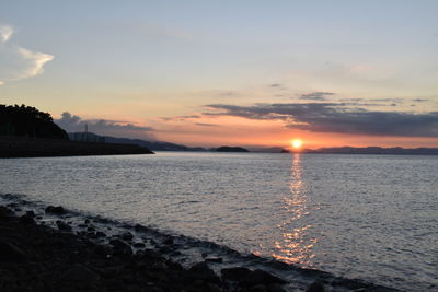 Scenic view of sea against sky during sunset