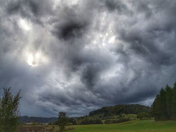 Scenic view of landscape against cloudy sky