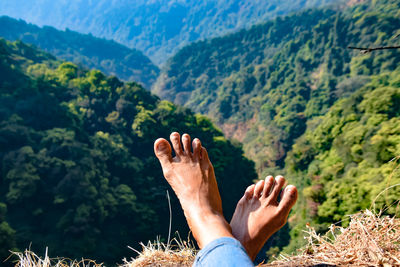 Low section of woman on mountain