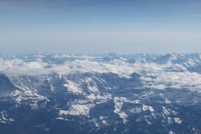 Aerial view of mountains against sky