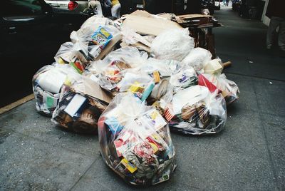 Garbage bags on pavement