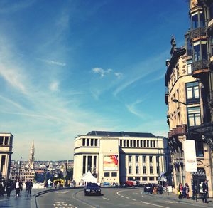 City street against blue sky