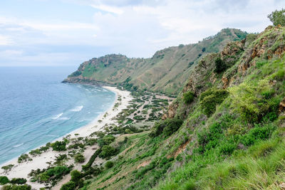 Beautiful view of cristo rei backside beach or known as dolok oan beach in dili, timor leste.