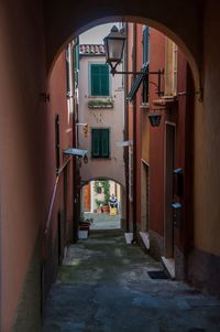 Corridor along built structures