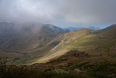 Scenic view of mountains against sky