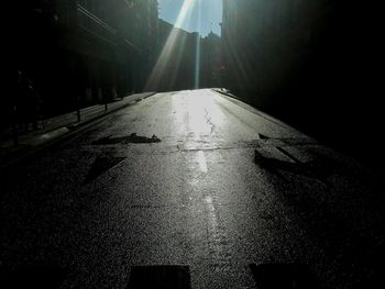 Surface level of illuminated street lights at night