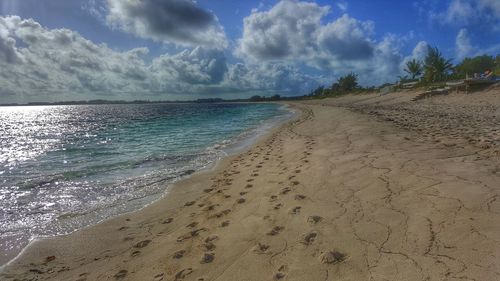 Scenic view of beach against sky