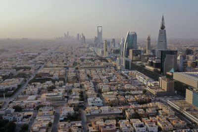 Aerial view of buildings in city