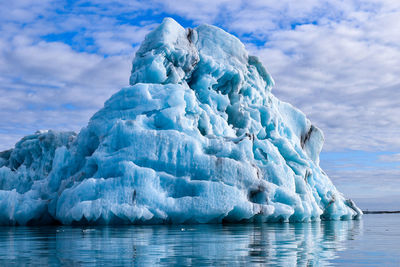 Scenic view of sea against sky at glacier lagoon in iceland 