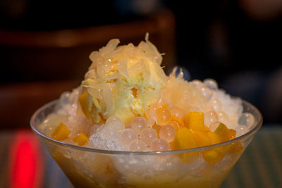 Close-up of ice cream in bowl