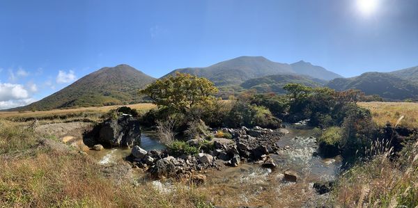 Scenic view of mountains against sky