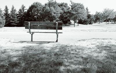 Empty bench in park