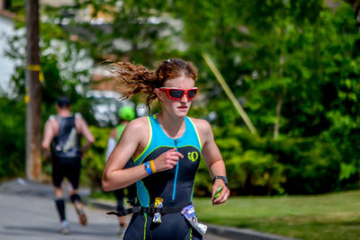 Young woman wearing sunglasses