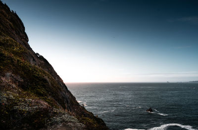 Scenic view of sea against clear sky