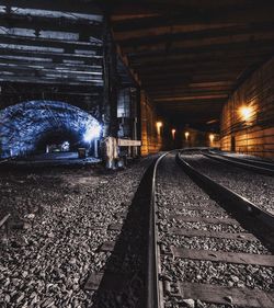 Railroad track at night