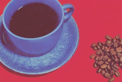 Close-up of coffee cup on table