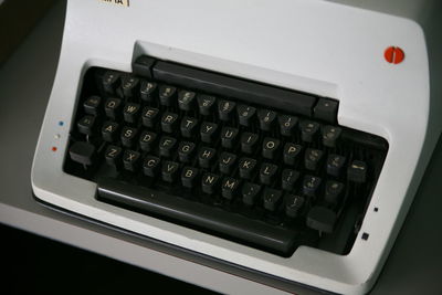 High angle view of computer keyboard on table