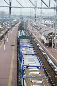 High angle view of railroad station platform