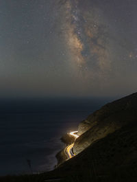 Milky way over the pacific coast highway in malibu