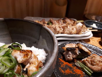 Close-up of food in plate on table