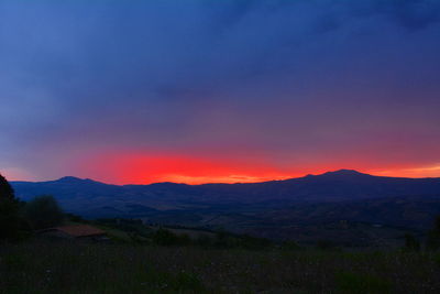 Scenic view of landscape against sky during sunset