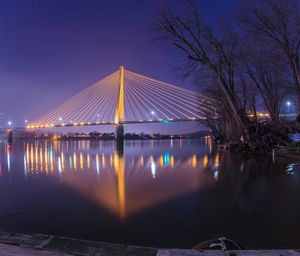 Bridge over river at night